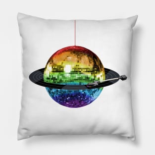 Disco Ball Retro Rainbow Record Planet Pillow