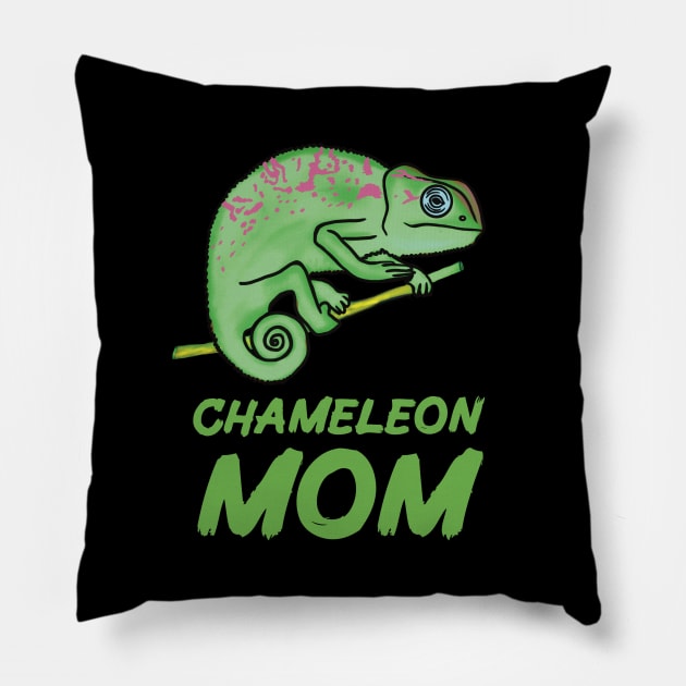 Green Chameleon Mom for Chameleon Lovers Pillow by Mochi Merch