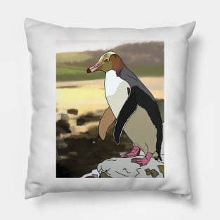 Yellow Eyed Penguin on a Bluff Pillow