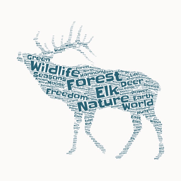 Elk Animal Wildlife Text Word Cloud by Cubebox