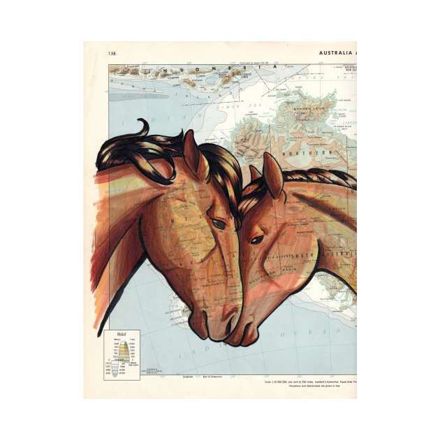 Brumby Horse on Map by lizstaley