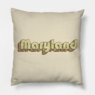 Maryland // Vintage Rainbow Typography Style // 70s Pillow