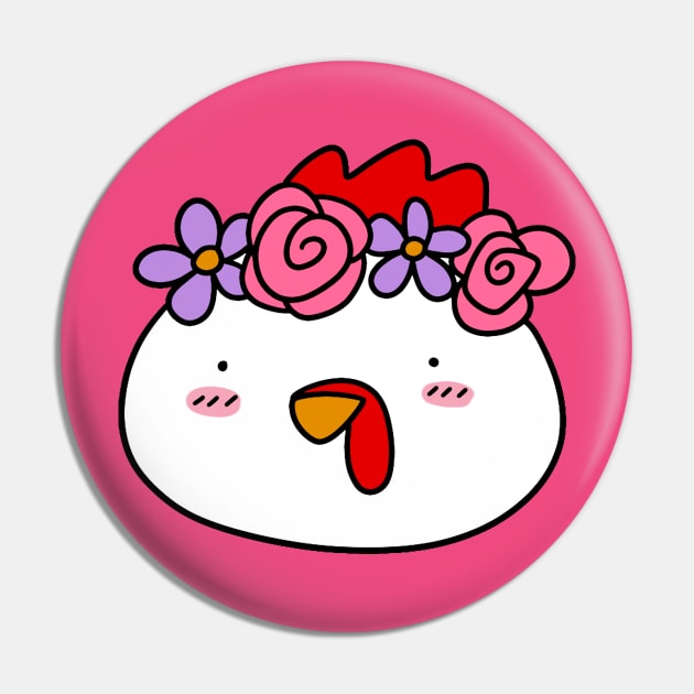 Flower Crown Chicken Face Pin by saradaboru