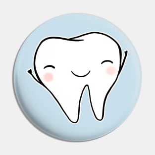 Happy Tooth (light blue) Pin