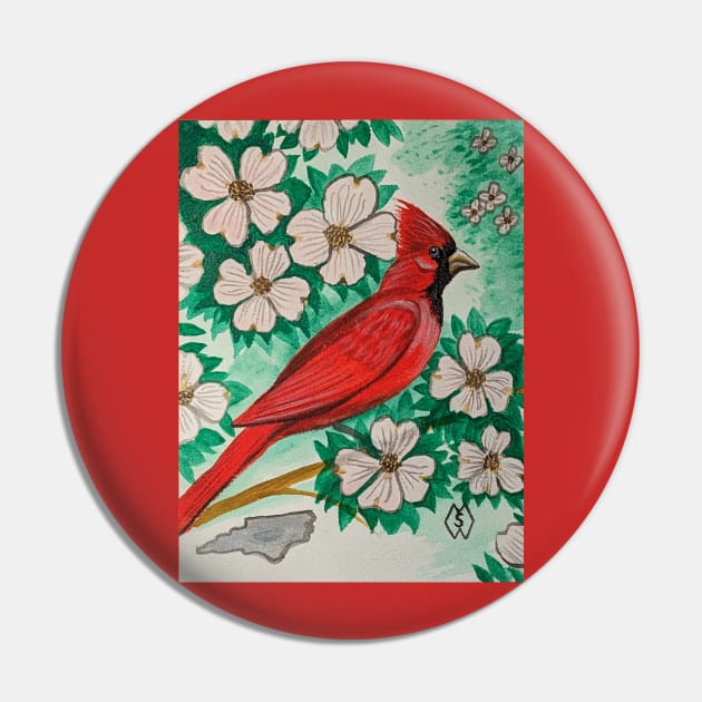 North Carolina state bird and flower, the cardinal and dogwood Pin by Matt Starr Fine Art