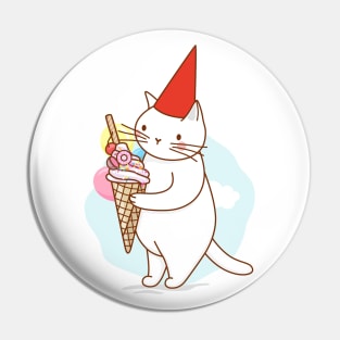 White cats postcards: delicious ice cream treat Pin