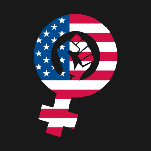 Feminim Symbol Feminist USA Flag Patriot T-Shirt