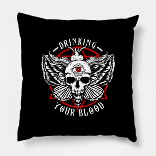 Drinking Your Blood - Satanic Vampire Moth T-Shirt Pillow