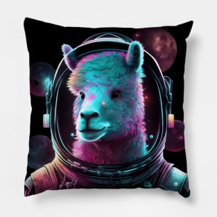 Llama Astronaut Alpaca in Outer Space Cosmic Galaxy Pillow