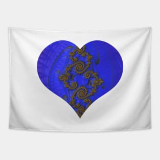 Fractal Romance and Love Heart Series Bronze Lace on Blue Tapestry