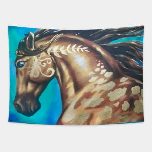 Gilded Buckskin Horse Painting Tapestry