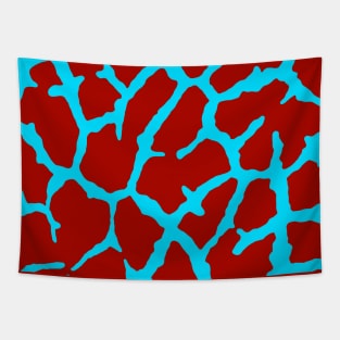 Giraffe Print Red Cyan Tapestry