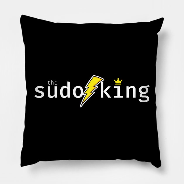 The sudo king. A funny design perfect for unix and linux users, sysadmins or anyone in IT support Pillow by RobiMerch