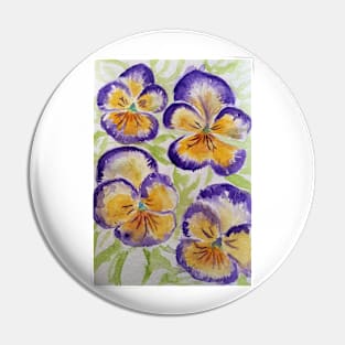 Viola Watercolor Purple Edged Yellow Floral Pattern Pin