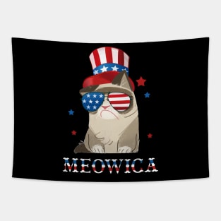 Cat 4th of July T shirt Meowica Merica Men USA American Flag Tank Top Tapestry