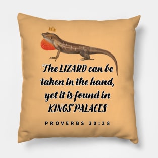 Brown Anole • Lizard King Palace • Bible Verse Funny Pillow