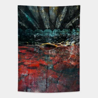 crimson city mapping in jungle collage ecopop Tapestry