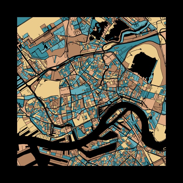 Rotterdam Map Pattern in Mid Century Pastel by PatternMaps