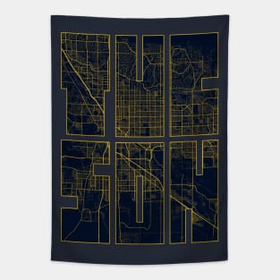 Tucson, USA City Map Typography - Gold Art Deco Tapestry