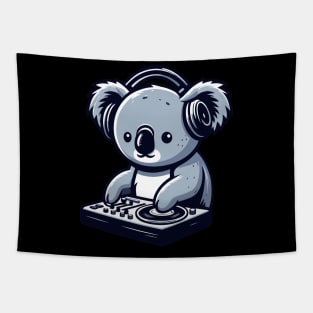 Cute koala with headphones in a dj party, kawaii style koala bear vector illustration Tapestry