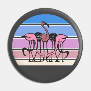 Lispe Five Flamingos Pastel Striped Sunset Pin