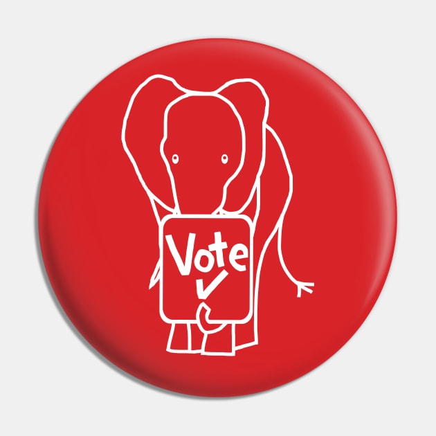 Elephant on Red says Vote Pin by ellenhenryart