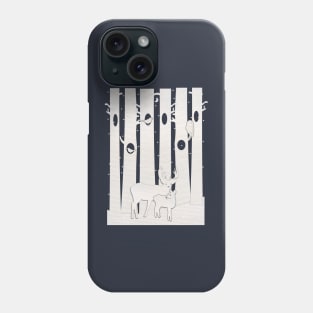 Stag and Fawn in Birch Forest at Night Phone Case