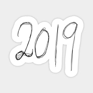 2019 Dark and Gritty Pen Text Year Number Magnet