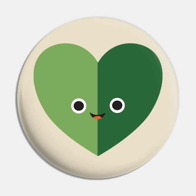 Green Love Nature Heart Pin by katelein