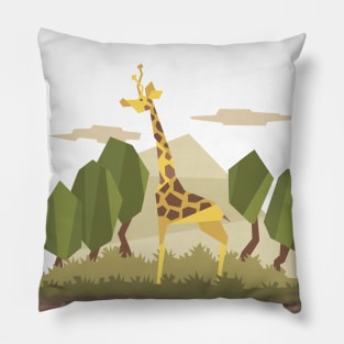 Geometric flat style giraffe in wildlife design Pillow