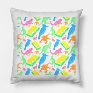 Bright 90's inspired Australian Native Animal Pattern Pillow