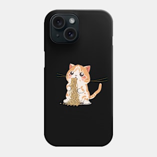 Kawaii Cat Eating Spaghetti Funny Cat Lover Phone Case