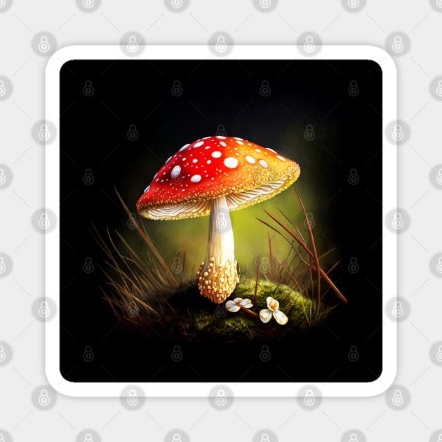 AMANITA MUSCARIA mushrooms digital painting Magnet by AMOS_STUDIO