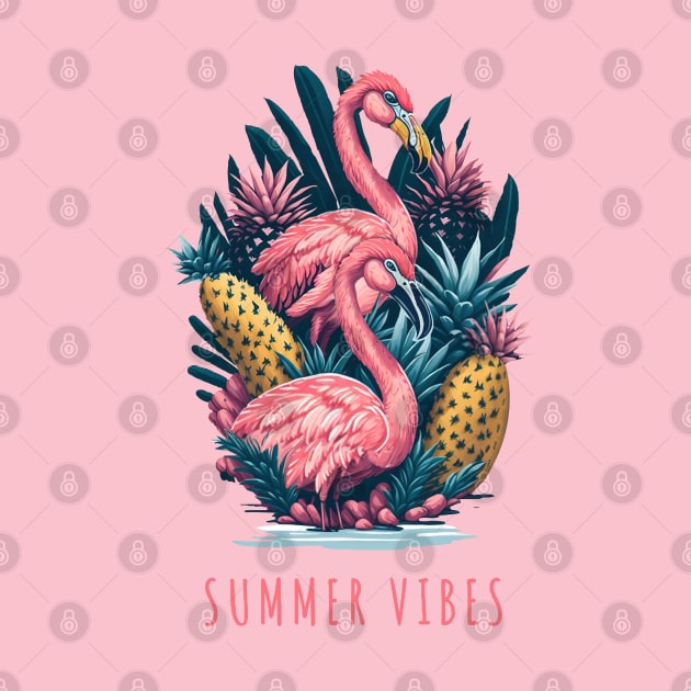 Flamingos and pineapples, flamingo Fling, Pineapple Paradise for Summer Vibes by Collagedream