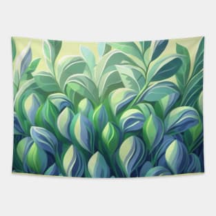 Blue plus Green leaves Design Tapestry