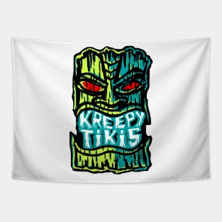 Kreepy Tikis Red Eye Logo with black bkg Tapestry