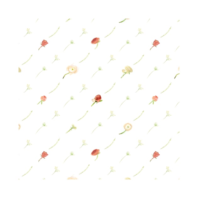 WC Diagonal floral - red & pinks by crumpetsandcrabsticks