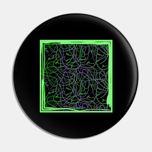 Abstraction with doodles in green frame Pin