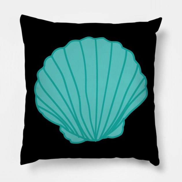 Teal Seashell Pillow by courtneylgraben