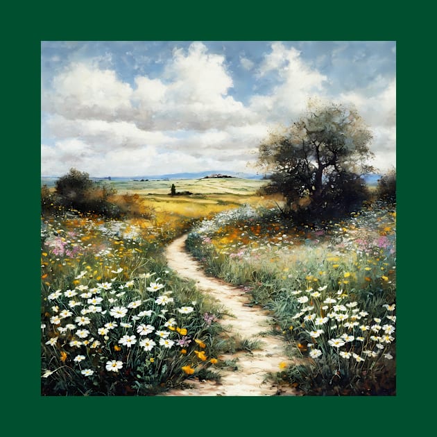 Painted picture of path in the middle of field by KOTYA