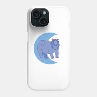 Hippo Crescent Moon - Blue Phone Case