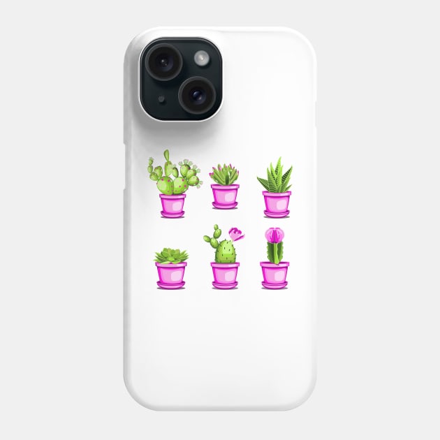 Cactuses and succulents Phone Case by Maria Zavoychinskiy 