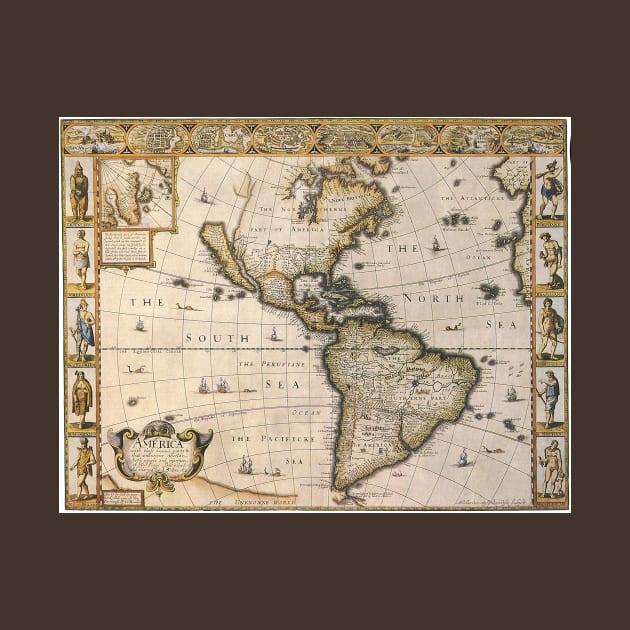 Antique Map of the Americas by John Speed, 1626 by MasterpieceCafe