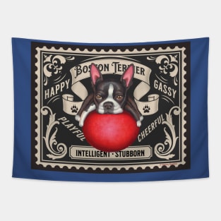 Cute Funny Boston Terrier Dog Stamp Tapestry