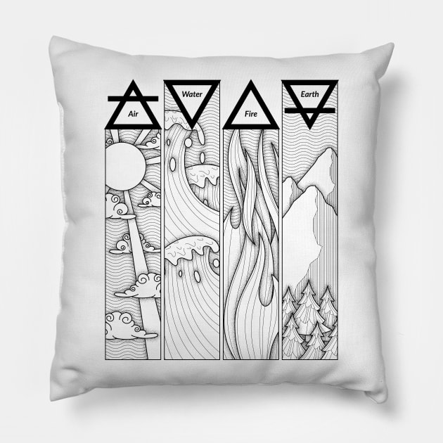 Air Fire Water Earth Four Elements Greek Triangle Symbols Pillow by teeleoshirts