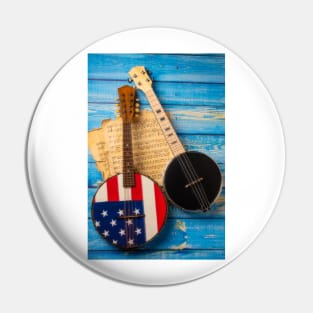 American Banjo With Black Banjo Pin