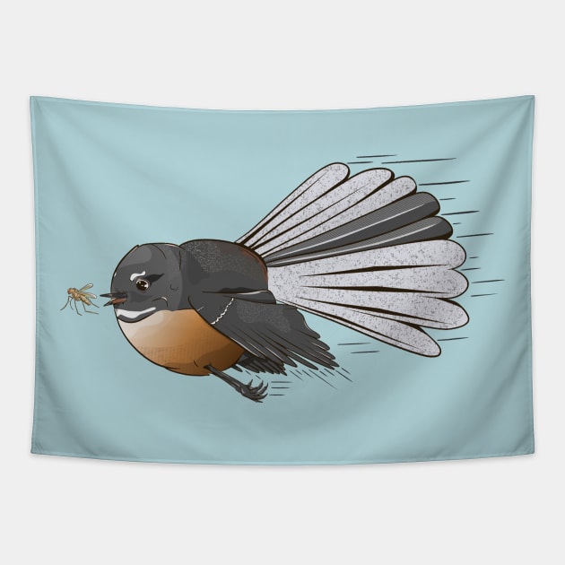 Fantail Chasing an Insect Tapestry by mailboxdisco