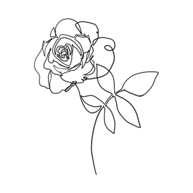 Rose floral plant one line art by Doodle Intent