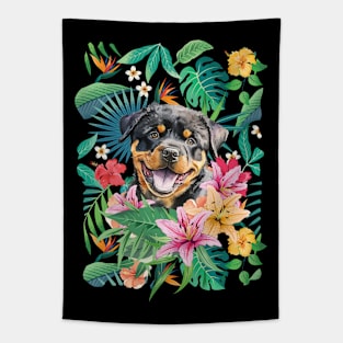 Tropical Rottweiler Puppy Tapestry