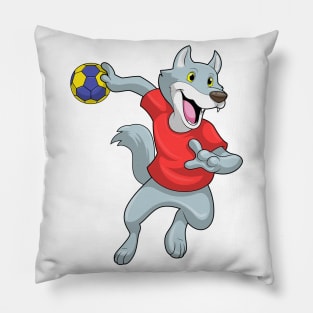 Wolf as Handball player with Handball Pillow